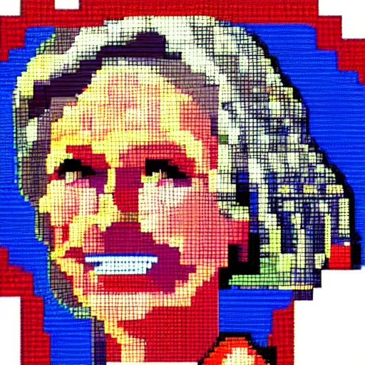 Image similar to intellivision pixel art of hillary clinton from 1 9 8 0