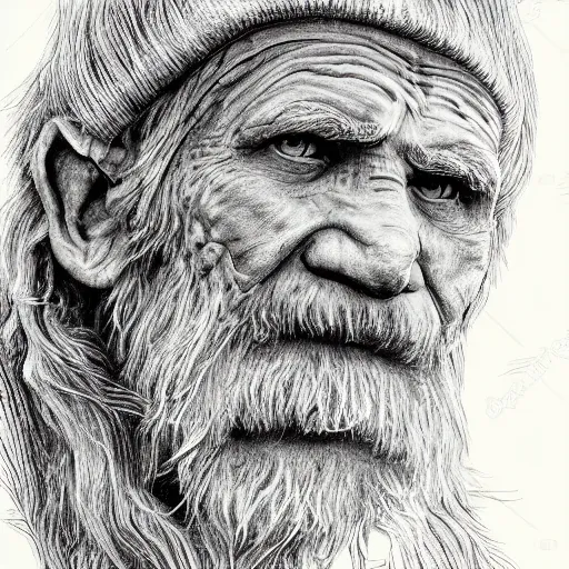 Prompt: a million year old man, highly detailed, photo, intricate, sharp focus, sketch, award winning