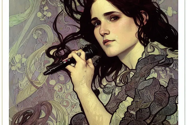 Prompt: hyper realistic portrait of just singer songwriter, by lee bermejo, alphonse mucha and greg rutkowski