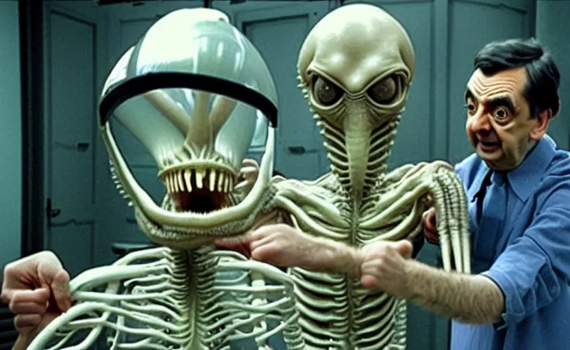 Image similar to alien facehugger mr bean vfx film