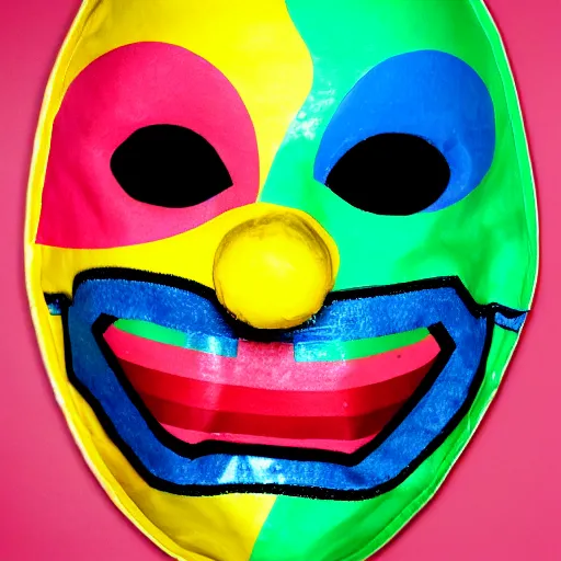 Prompt: acid house smiley on mexican wrestling mask