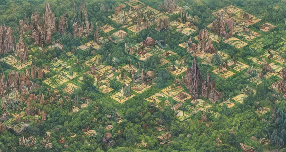 Prompt: Birdview of fairytale vast lands as a chess board. Forests, meadows or cities in each different square, 4k, octane, digital painting, artstation, concept art, sharp focus, illustration, art by artgerm and greg rutkowski and alphonse mucha