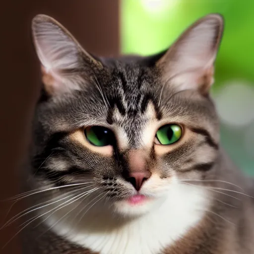 Prompt: a cat with high detail smiles sweetly portrait 8K HD