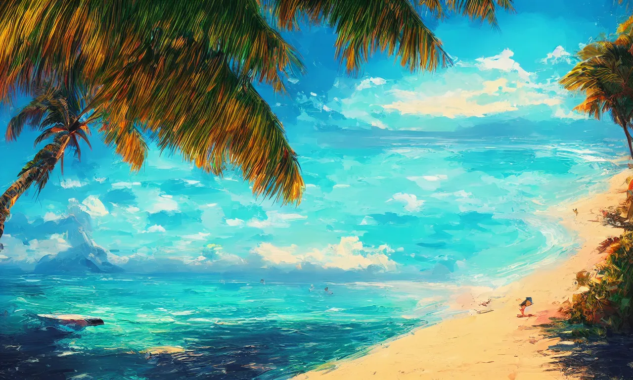 Image similar to paradise beach by alena aenami artworks in 4 k