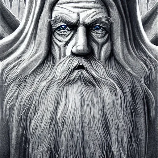 Prompt: detailed digital art of gandalf the grey in the mines of moria