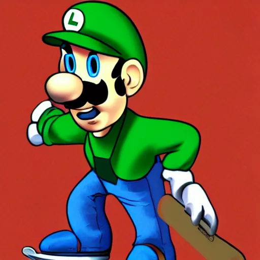 Image similar to luigi as a skater, vector art, artstation, 8 k, high detalied, cgsociety,