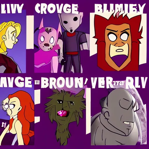 Image similar to buffy the vampire slayer, animated, fighting, vampires, stakes, atmospheric, still from courage the cowardly dog, moody