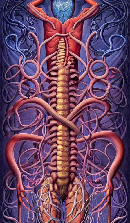 Image similar to a biomorphic painting of a magician tarot card, a anatomical medical illustration by nychos and alex grey, cgsociety, neo - figurative, pastel blues and pinks, detailed painting, rococo, oil on canvas, lovecraftian