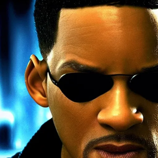 Image similar to will smith as neo in the matrix movies, cinematic, very detailed, photorealistic