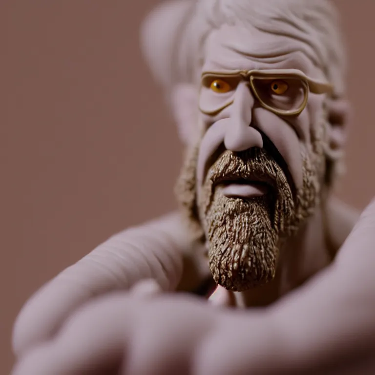 Image similar to a cinematic film still of a claymation stop motion film the big lebowski, portrait, shallow depth of field, 8 0 mm, f 1. 8