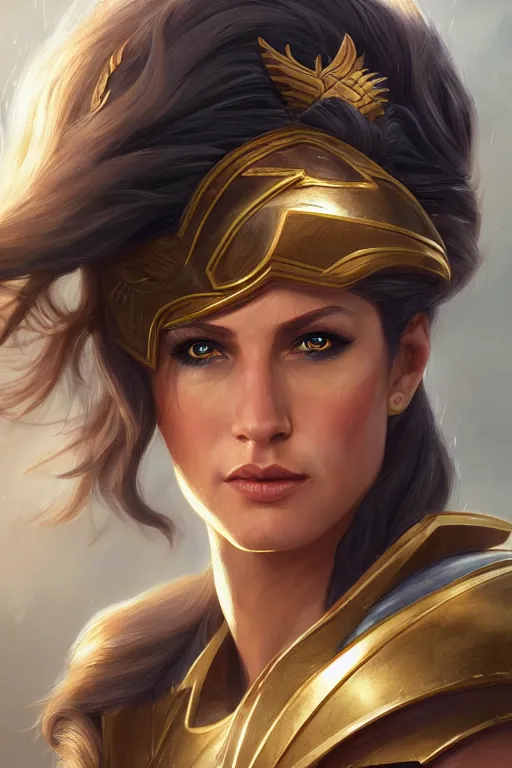 Image similar to amazon valkyrie athena, d & d, fantasy, portrait, highly detailed, headshot, digital painting, trending on artstation, concept art, sharp focus, illustration, art by artgerm and greg rutkowski and magali villeneuve