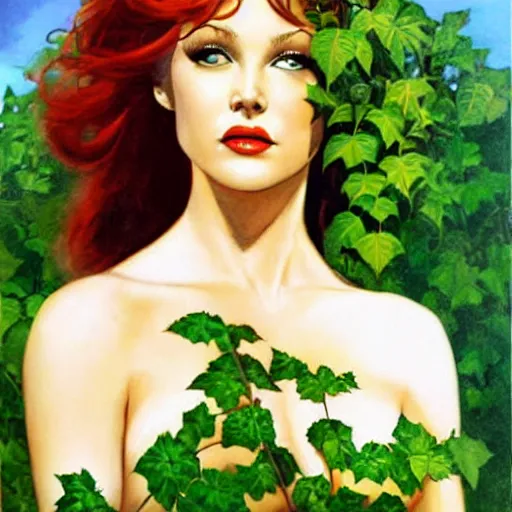 Prompt: poison ivy from batman, painting by Boris Vallejo