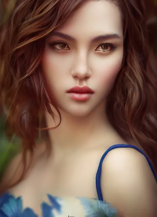 Prompt: photo of a gorgeous female in the style of stefan kostic, realistic, professionally, professionally color graded, half body shot, sharp focus, 8 k high definition, insanely detailed, intricate, elegant, art by stanley lau and artgerm, bokeh foliage