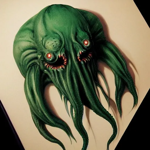 Prompt: Cthulhu horror monster. Cute kawai. Trending on artstation. Realistic