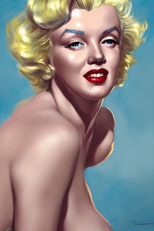 Prompt: Marilyn Monroe closeup portrait digital painting concept art highly detailed digital illustration by artgerm and donato giancola and Joseph Christian Leyendecker, Ross Tran, WLOP