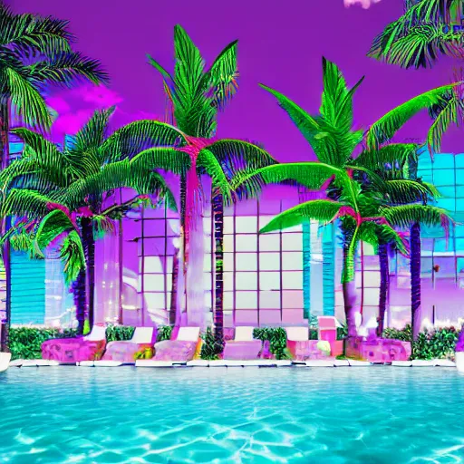 Image similar to vaporwave poolside