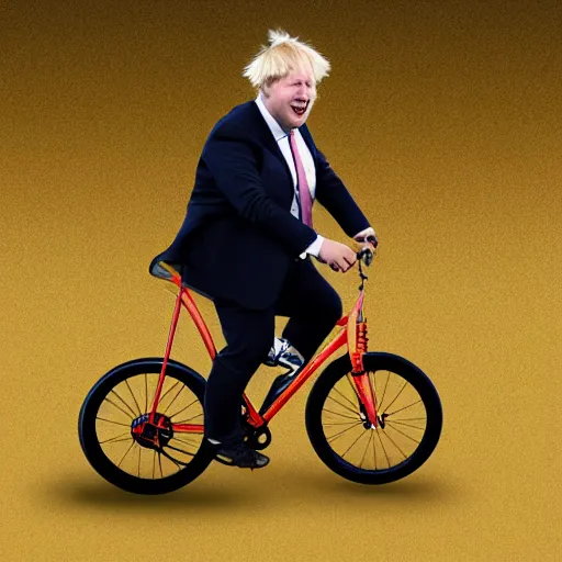 Prompt: Boris Johnson riding a unicycle in a silly costume, digital art