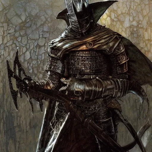 Image similar to dark souls knight, realistic closeup portrait art by norman rockwell and donato giancola and greg rutkowski