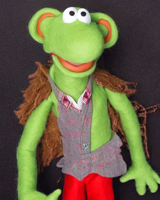 Image similar to adin ross as a muppet. highly detailed felt. hyper real photo. 4 k.