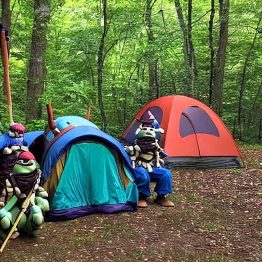 teenage mutant ninja turtles camping in a national park