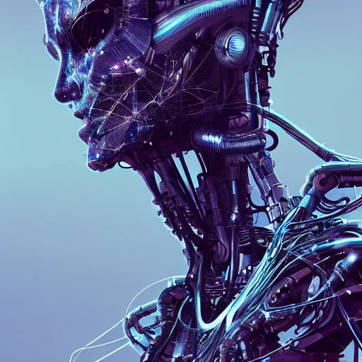 Image similar to a cybernetic mannequin by android jones, trending on artstation