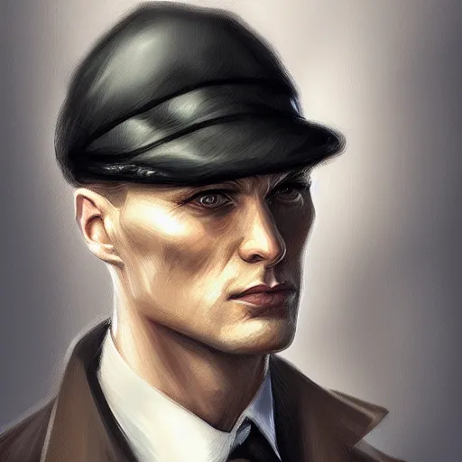 Prompt: portrait of tommy shelby by charlie bowater