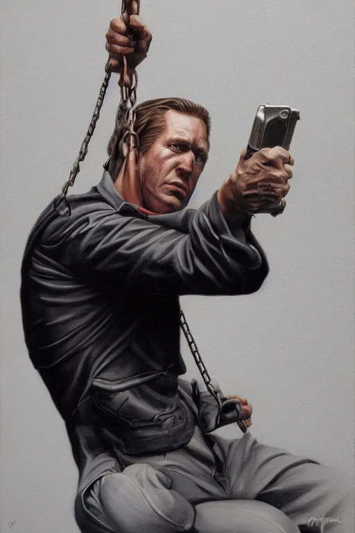 Image similar to don't leave me hangin ', an ultrafine detailed painting by jason edmiston, austin briggs, cg society, american scene painting, dystopian art, american realism, academic art, movie poster, poster design
