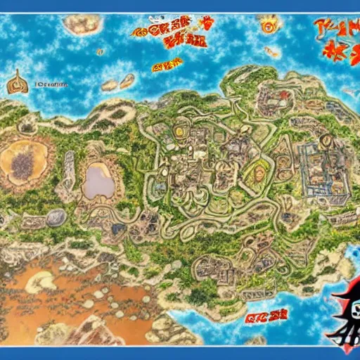 highly detailed skypiea map form one piece anime