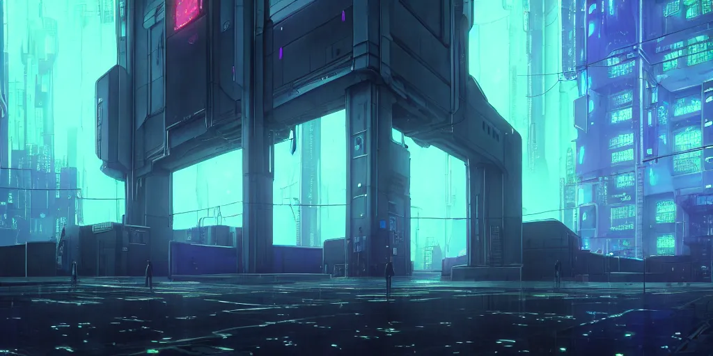 Image similar to twilight lighting, moody, atmospheric, solarpunk, cyberpunk, a render of the scp gate guardian, rainy, in the art style of neon genesis : evangelion, 8 0 s anime style, by ghibli studio and victor ngai, ghost in the shell art style, akira artstyle, pixar highly detailed, 8 k h 5 7 6