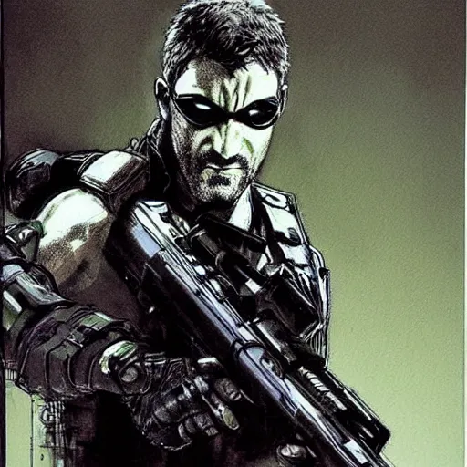 Image similar to sam fisher from splinter cell by yoji shinkawa, concept art