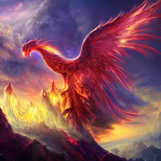 Image similar to fantasy art 4 k htper detailed photo phoenix rising from ashes