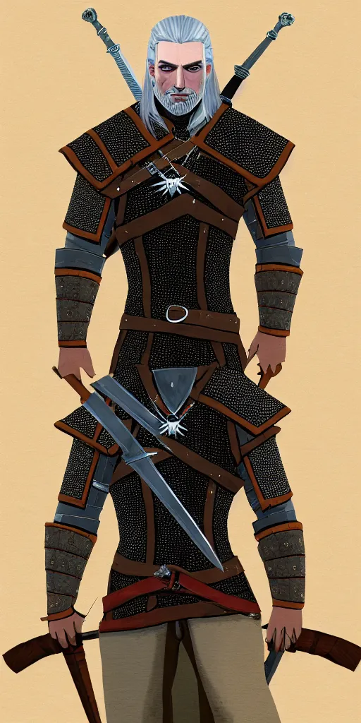 Image similar to a witcher with cloth armor and sword