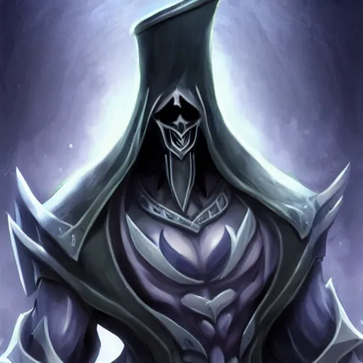 Image similar to Karthus from League of Legends with attractive male muscle body