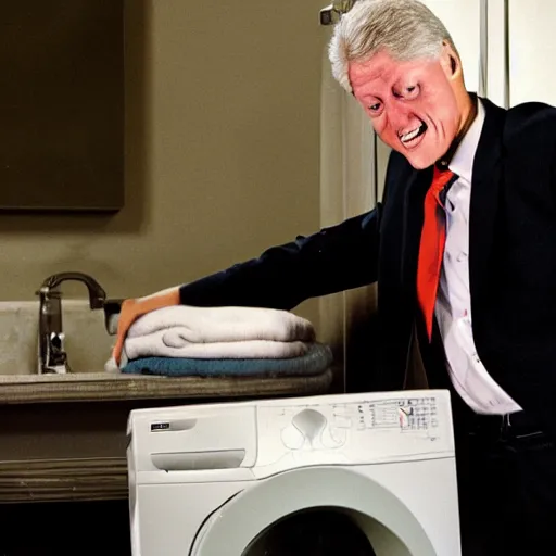 Image similar to bill clinton spining in a washing machine,