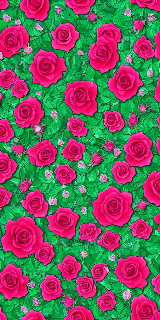 Image similar to seamless pattern of beautiful roses with leaves and throns, colourful, symmetrical, repeating 35mm photography