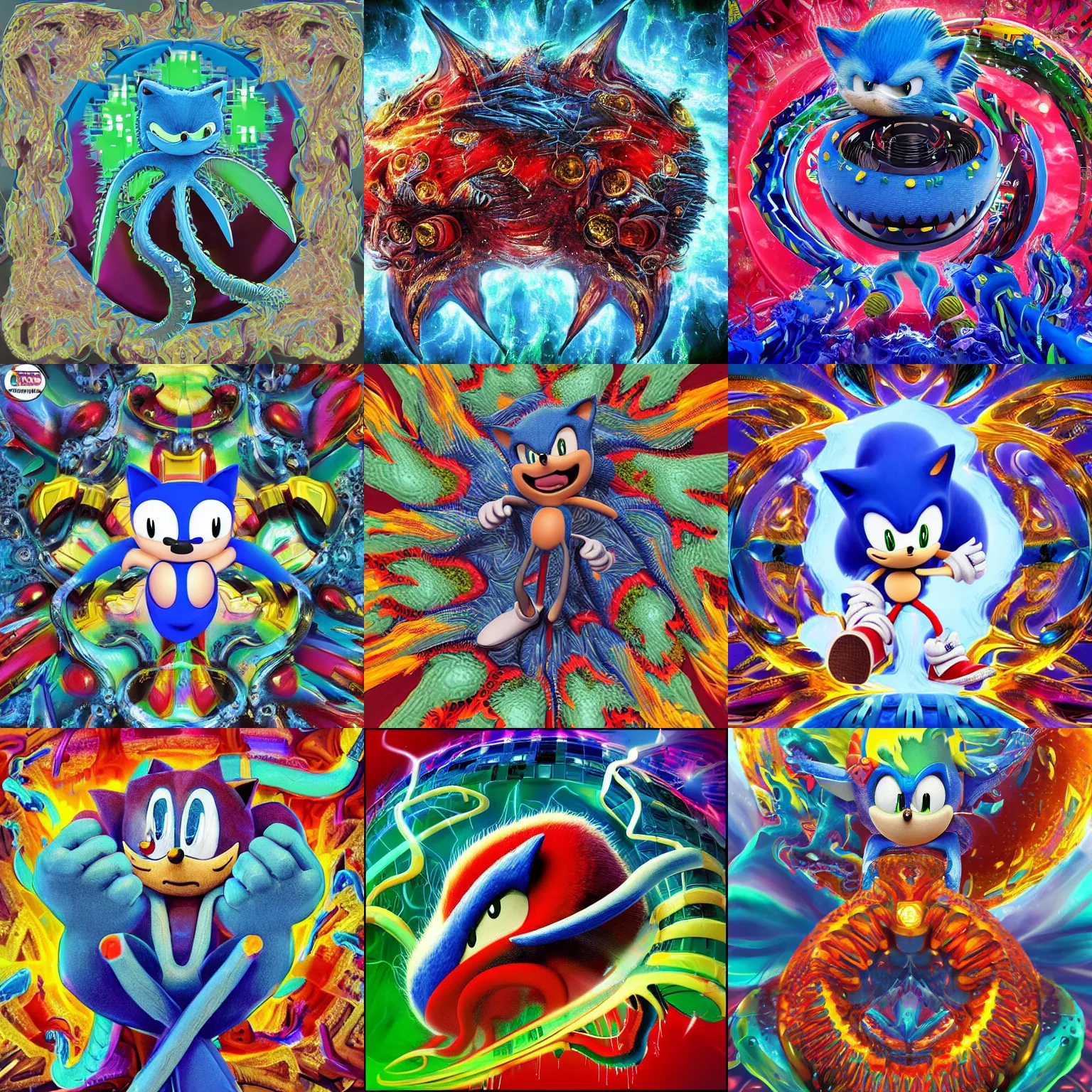Prompt: sonic hedgehog portrait in the shape of a surreal hopalong fractal, detailed professional, high quality portrait sonic airbrush art MGMT album cover portrait of a liquid dissolving iconic and shocking tentacled truth. Flamboyant city galletry urban disco sonnissensensation flamboyant tripping bird style 3D and surreal cartooney nuclear blast maniacal smokescreen psychedelic shpongle art pop raz Promorade Grande outsideat Parties Tailoralogic Combo grill 003 shindig shivery fun citystyle lamborghini commando levils jewskateparty bike ship headed west out the bay, sonic the hedgehog. Exquisite strange & magical made chatterceptually visual nautcentric hopalong urban surreal 3D visionaries aromatetic together juicy arty monkey picture making animation