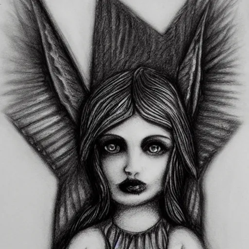 Image similar to gothic angel charcoal sketch by master artist