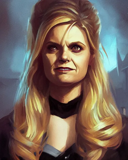 Image similar to beautiful portrait of Leslie Knope as Buffy the Vampire Slayer by Greg Rutkowski