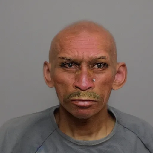 Image similar to chicken headed human, mugshot