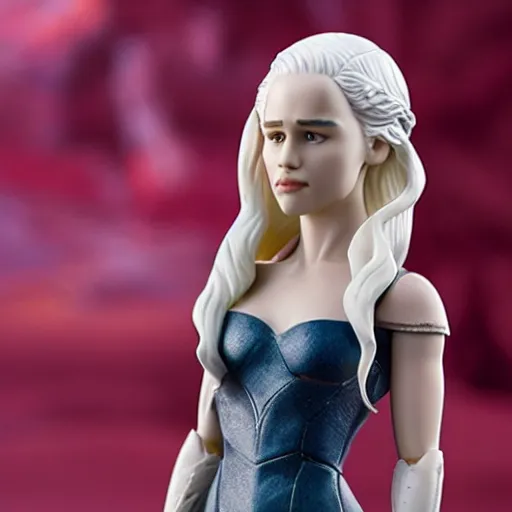 Image similar to daenerys targaryen as a vinyl action figure with no joint articulation with sharp planar edges over the form, product photo