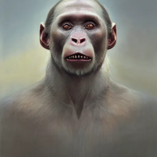 Prompt: a portrait of anthropomorphic vladimir putin similar monkey putin face, vladimir putin monkey anthropomorphic hybrid, macabre, horror, by donato giancola and greg rutkowski and wayne barlow and zdzisław beksinski, realistic face, visible face, digital art, artstation, symmetry