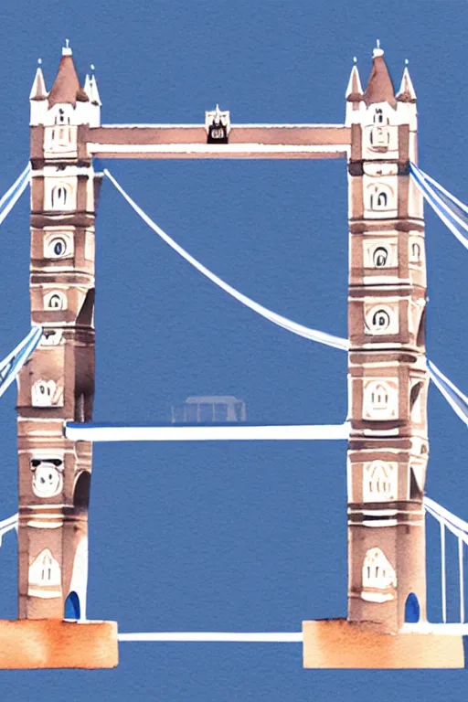 Prompt: minimalist watercolor art of london tower bridge, illustration, vector art