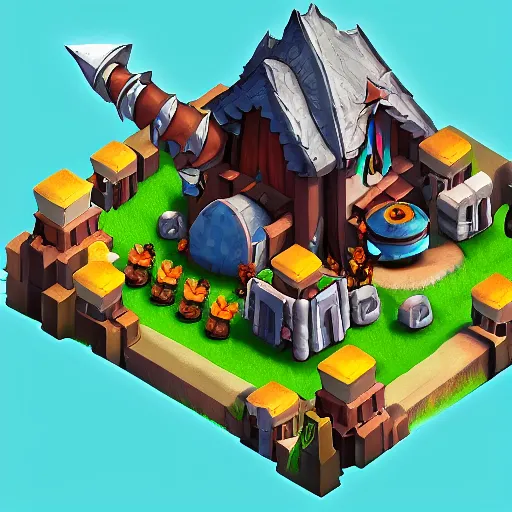 Image similar to town hall 1 5 concept art, clash of clans style, th 1 5 concept from clash of clans