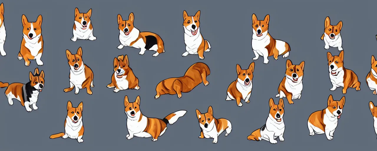 Prompt: huge mechanical corgis in the artstyle of bakaarts