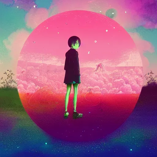 Image similar to a music disc by inio asano, beeple and james jean, aya takano color style, 4 k, super detailed, night sky, digital art, digital painting, celestial, majestic, colorful