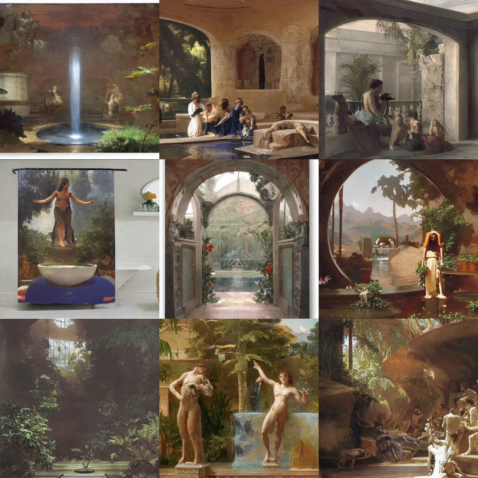 Prompt: interior view asimov mars habitat flora fauna fountain by william - adolphe bouguereau