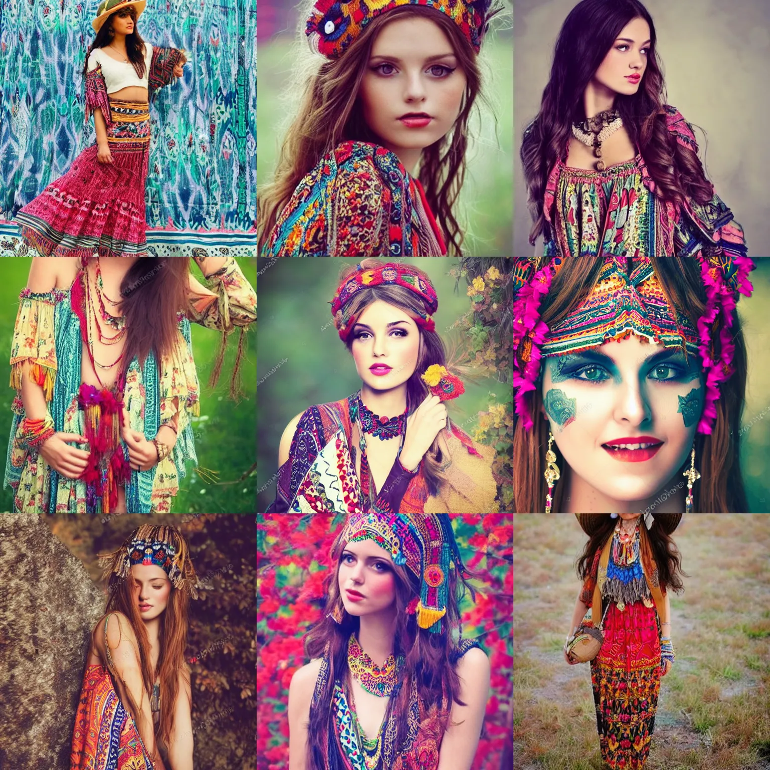 Image similar to pretty girl in bohemian style