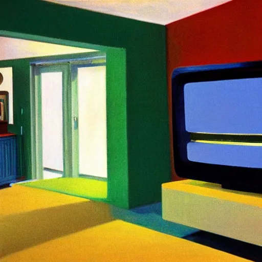 Prompt: TV static, by Edward Hopper
