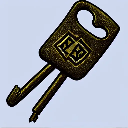 Image similar to a metal key item icon, rpg game inventory item, on the white background