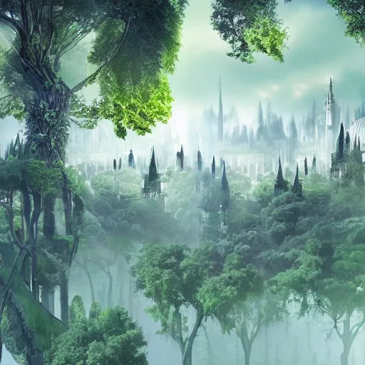 Image similar to fantasy natural city in the trees